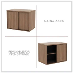 Open Office Desk Series 29.5w x 19.13d x 22.78h Low Storage Cabinet Credenza - Modern Walnut Office Furniture & Lighting