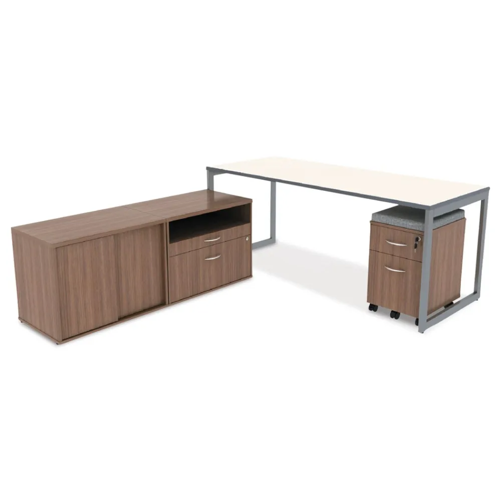 Clearance Open Office Series 29.5 in. x 19.13 in. x 22.88 in. 2-Drawer Low File Cabinet Credenza - Walnut Office Furniture & Lighting