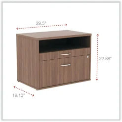 Clearance Open Office Series 29.5 in. x 19.13 in. x 22.88 in. 2-Drawer Low File Cabinet Credenza - Walnut Office Furniture & Lighting