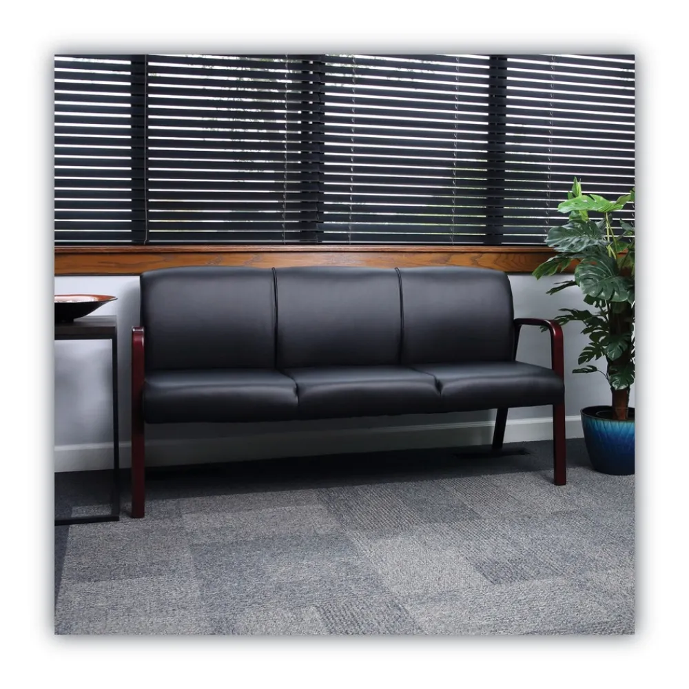 Online Reception Lounge WL Series 65.13 in. x 26.13 in. x 33 in. 3-Seat Sofa - Black Office Furniture & Lighting