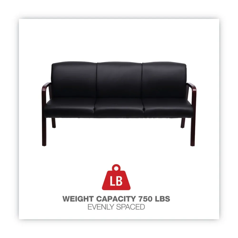 Online Reception Lounge WL Series 65.13 in. x 26.13 in. x 33 in. 3-Seat Sofa - Black Office Furniture & Lighting