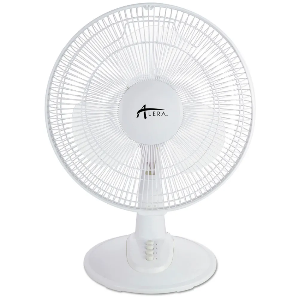 Outlet 3-Speed 12 in. Plastic Oscillating Desk Fan - White Fans