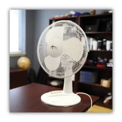 Outlet 3-Speed 12 in. Plastic Oscillating Desk Fan - White Fans