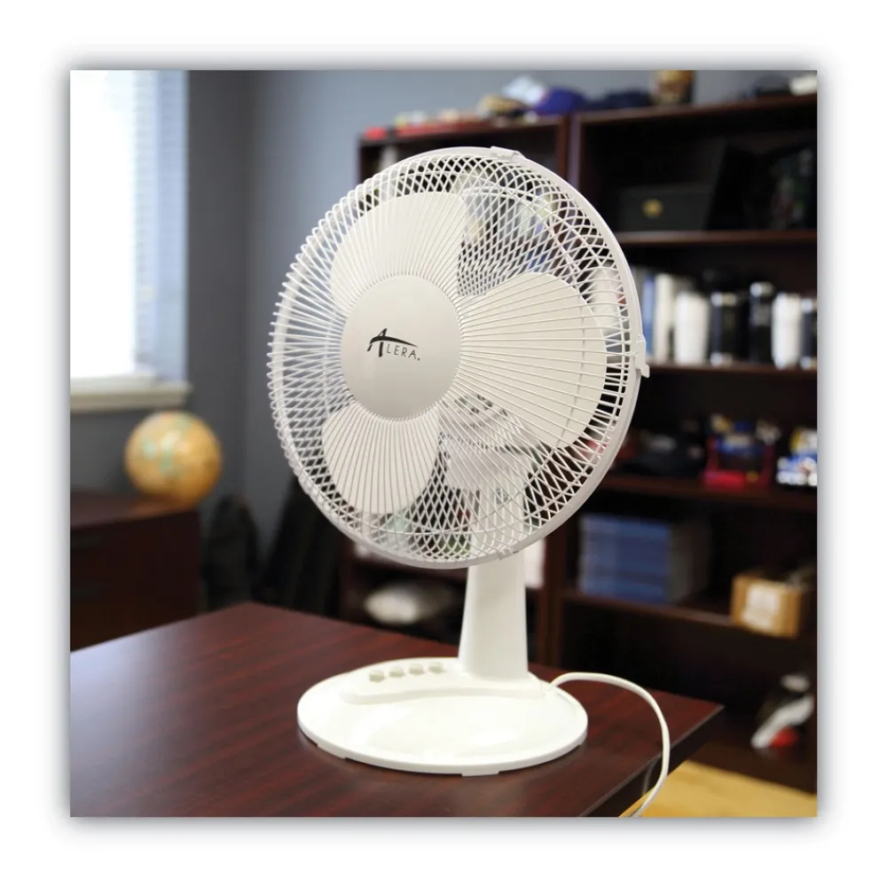 Outlet 3-Speed 12 in. Plastic Oscillating Desk Fan - White Fans