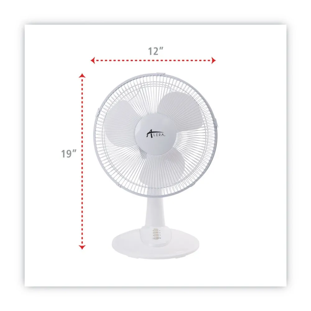 Outlet 3-Speed 12 in. Plastic Oscillating Desk Fan - White Fans