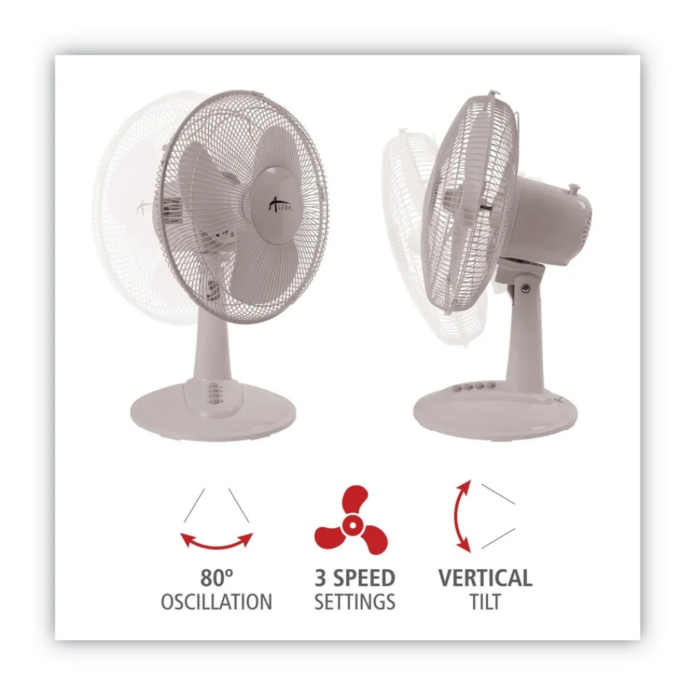 Outlet 3-Speed 12 in. Plastic Oscillating Desk Fan - White Fans