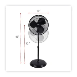 Online 120V 0.37 Amp 3-Speed 16 in. Pedestal Stand Fan - Black Fans