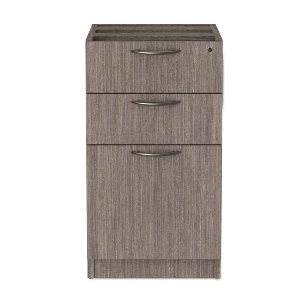 Online Valencia Series 15.63 in. x 20.5 in. x 28.5 in. Legal/Letter 3-Drawer Full Pedestal File - Gray Office Furniture & Lighting