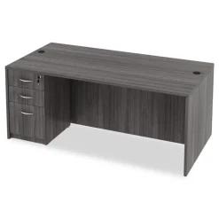 Online Valencia Series 15.63 in. x 20.5 in. x 28.5 in. Legal/Letter 3-Drawer Full Pedestal File - Gray Office Furniture & Lighting