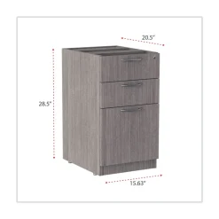 Online Valencia Series 15.63 in. x 20.5 in. x 28.5 in. Legal/Letter 3-Drawer Full Pedestal File - Gray Office Furniture & Lighting
