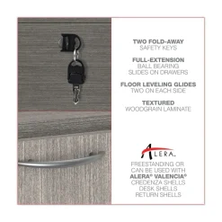 Online Valencia Series 15.63 in. x 20.5 in. x 28.5 in. Legal/Letter 3-Drawer Full Pedestal File - Gray Office Furniture & Lighting