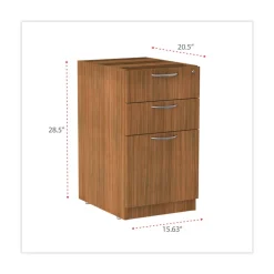 Sale VA532822WA 15.63 in. x 20.5 in. x 28.5 in. Valencia Series 3-Drawer Full File Pedestal - Modern Walnut Office Furniture & Lighting