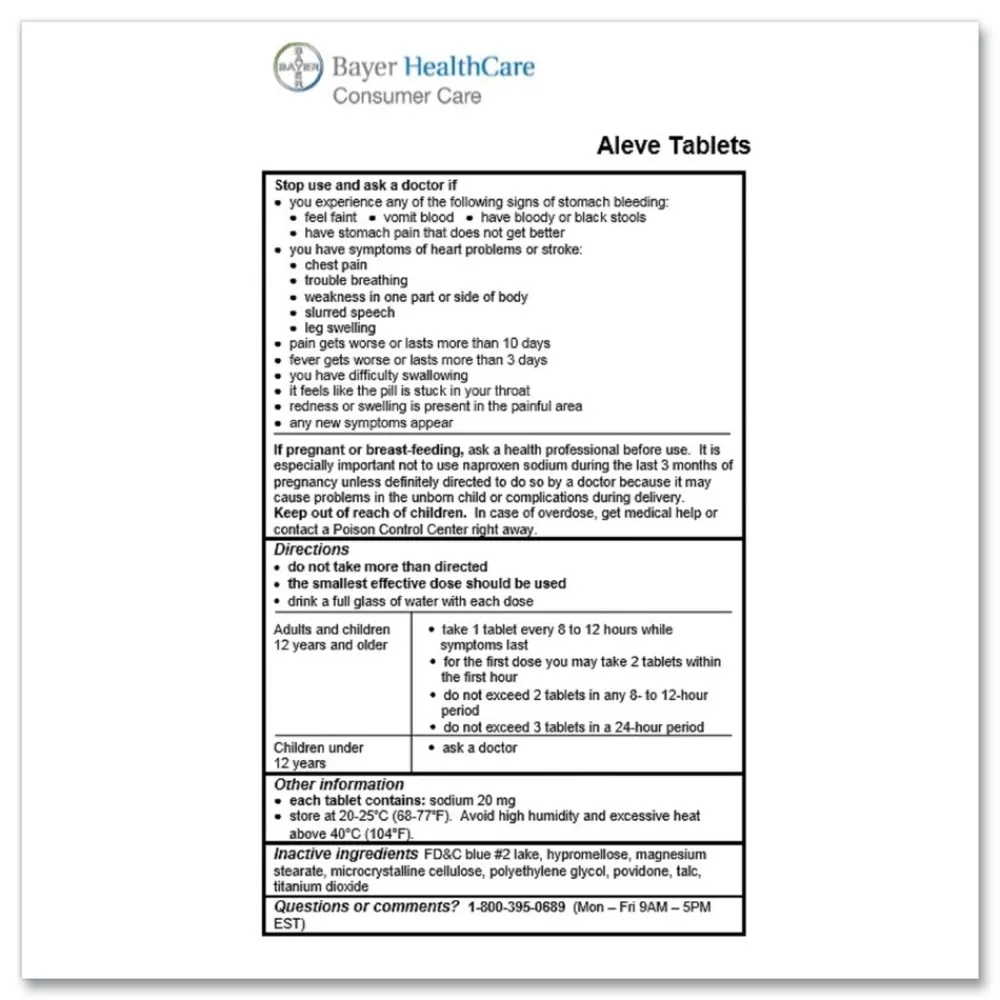 Hot 220 milligrams Refill Pack Naproxin Tablets (30/Box) Emergency Response