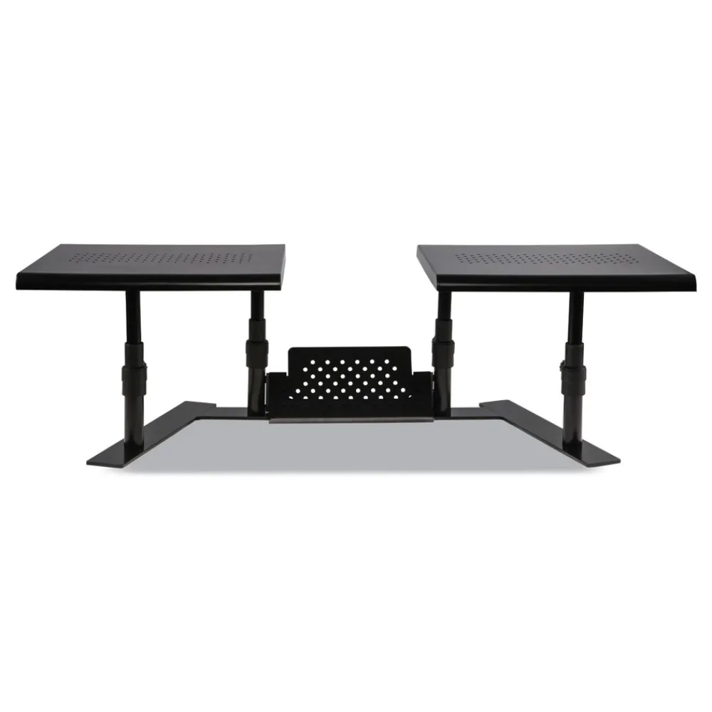 Hot 25.6 in. to 33.1 in. x 12.6 in. x 6.2 in. to 8.6 in. Supports 20 lbs. Shelf Metal Art Ergotwin Dual Monitor Stand - Black Office Electronics & Batteries