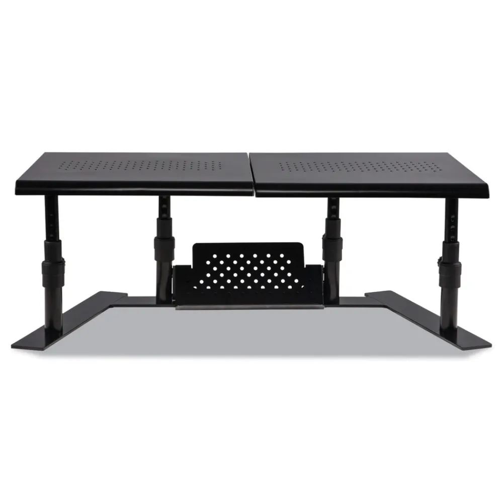 Hot 25.6 in. to 33.1 in. x 12.6 in. x 6.2 in. to 8.6 in. Supports 20 lbs. Shelf Metal Art Ergotwin Dual Monitor Stand - Black Office Electronics & Batteries