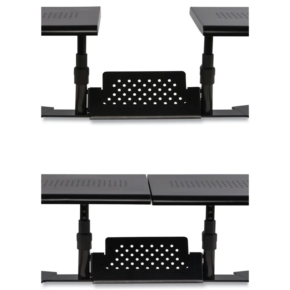 Hot 25.6 in. to 33.1 in. x 12.6 in. x 6.2 in. to 8.6 in. Supports 20 lbs. Shelf Metal Art Ergotwin Dual Monitor Stand - Black Office Electronics & Batteries