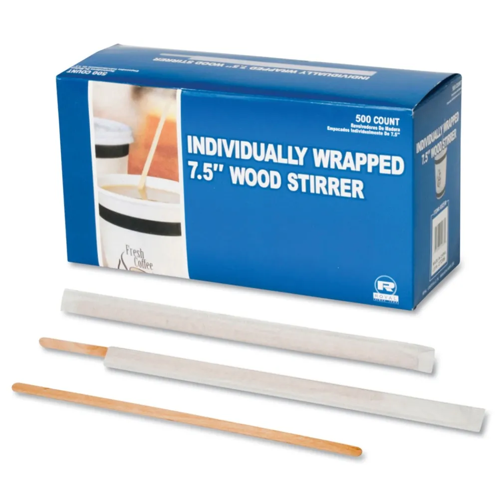 Clearance 7.5 in. Wrapped Wood Coffee Stirrers (5000/Carton) Tabletop And Serveware