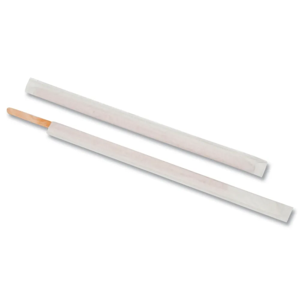 Clearance 7.5 in. Wrapped Wood Coffee Stirrers (5000/Carton) Tabletop And Serveware