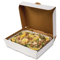 Outlet 10.88 in. x 13 in. x 3 in. Paper Catering Boxes - White (50/Carton) Tabletop And Serveware
