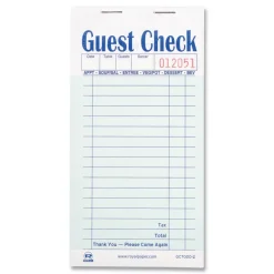 Outlet 3.6 x 6.7 Two-Part Carbonless 17-Line Guest Check Pad (2500/Carton) Paper & Printables