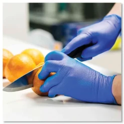 Online 9.5 in. 6 mil Heavy-Duty Industrial Nitrile Gloves - Medium/Royal Blue (1000/Carton) Cleaning & Janitorial Supplies