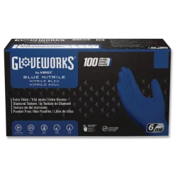 Hot 9.5 in. 6 mil Heavy-Duty Industrial Nitrile Gloves - X-Large/Royal Blue (1000/Carton) Cleaning & Janitorial Supplies