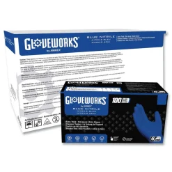 Hot 9.5 in. 6 mil Heavy-Duty Industrial Nitrile Gloves - X-Large/Royal Blue (1000/Carton) Cleaning & Janitorial Supplies