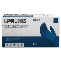 Clearance 11.6 in. Long 13 mil Powder-Free Latex Exam Gloves - Large/Blue (500/Carton) Cleaning & Janitorial Supplies