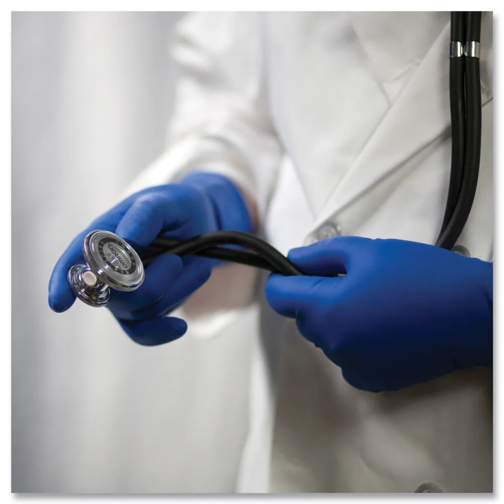 Clearance 11.6 in. Long 13 mil Powder-Free Latex Exam Gloves - Large/Blue (500/Carton) Cleaning & Janitorial Supplies