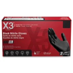 New 9.5 in. Long 3 mil Powder-Free Industrial Nitrile Gloves - Small/Black (1000/Carton) Cleaning & Janitorial Supplies