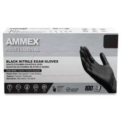9.5 in. Long 3 mil Powder-Free Nitrile Exam Gloves - Large/Black (1000/Carton) Cleaning & Janitorial Supplies