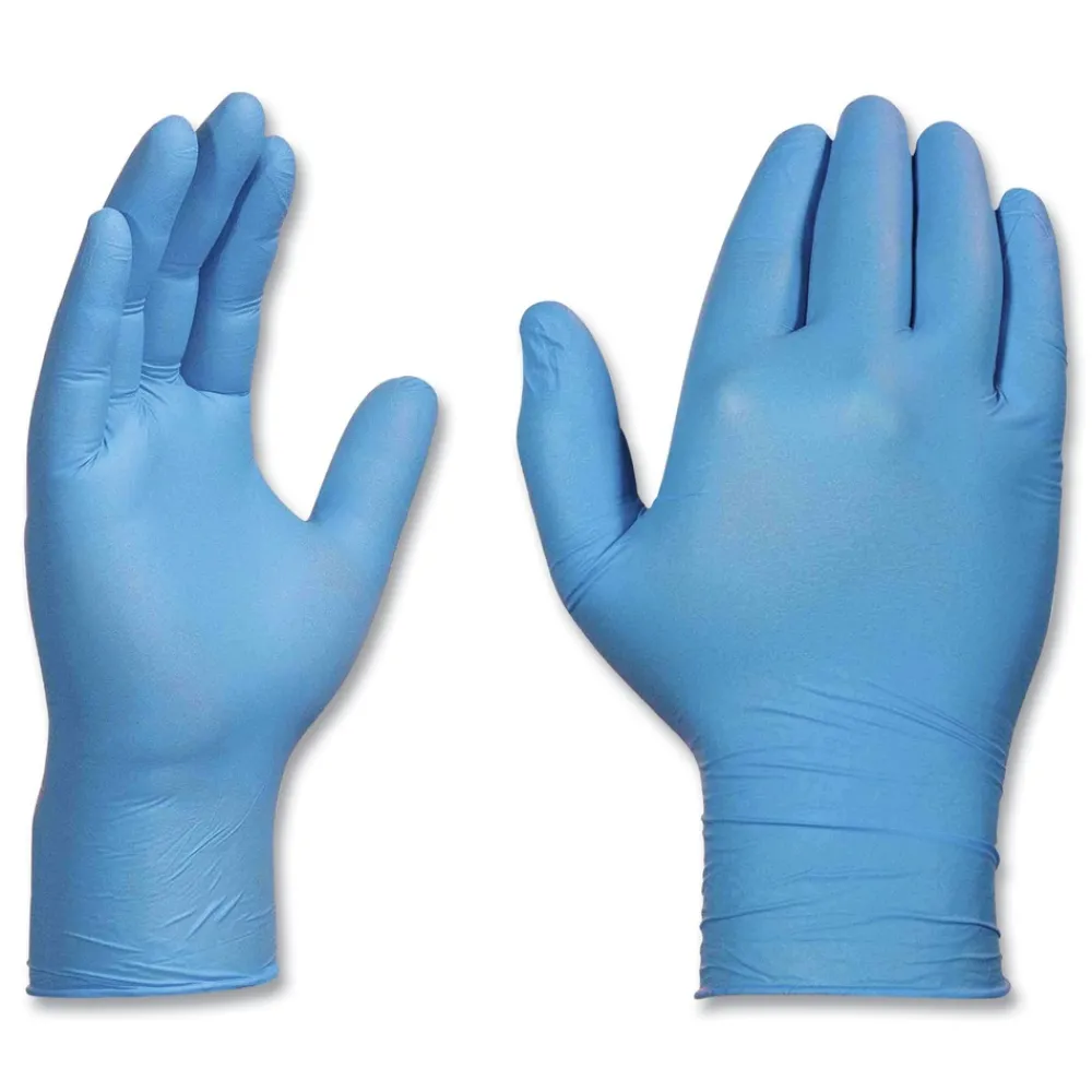 Best 9.5 in. Long 3 mil Powder-Free Nitrile Exam Gloves - Large/Light Blue (1000/Carton) Cleaning & Janitorial Supplies