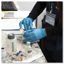 Best 9.5 in. Long 3 mil Powder-Free Nitrile Exam Gloves - Large/Light Blue (1000/Carton) Cleaning & Janitorial Supplies