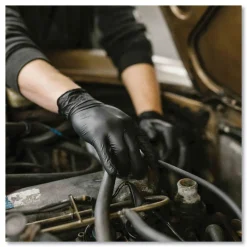 Online 9.5 in. Long 5 mil Powder-Free Industrial Nitrile Gloves - Large/Black (1000/Carton) Cleaning & Janitorial Supplies