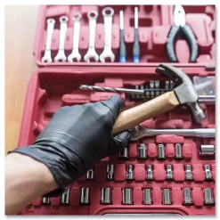 Online 9.5 in. Long 5 mil Powder-Free Industrial Nitrile Gloves - Large/Black (1000/Carton) Cleaning & Janitorial Supplies