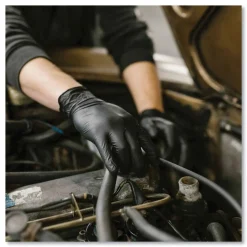 Online 9.5 in. Long 5 mil Powder-Free Industrial Nitrile Gloves - Large/Black (1000/Carton) Cleaning & Janitorial Supplies