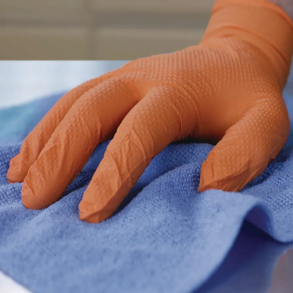 New 6 mil DT Nitrile Powder-Free Disposable Gloves - 2X-Large, Orange (1000/Carton) Cleaning & Janitorial Supplies
