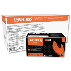 Hot 8 mil Heavy-Duty Industrial Powder-Free Nitrile Gloves - Small, Orange (1000/Carton) Cleaning & Janitorial Supplies