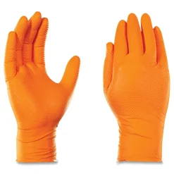 Hot 8 mil Heavy-Duty Industrial Powder-Free Nitrile Gloves - Small, Orange (1000/Carton) Cleaning & Janitorial Supplies