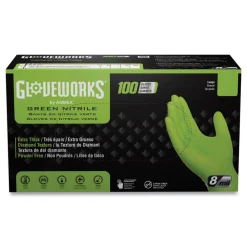 Hot 8 mil Heavy-Duty Industrial Powder-Free Nitrile Gloves - X-Large, Green (1000/Carton) Cleaning & Janitorial Supplies