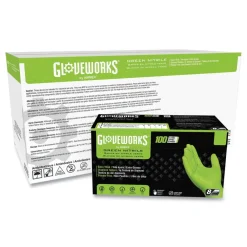 Hot 8 mil Heavy-Duty Industrial Powder-Free Nitrile Gloves - X-Large, Green (1000/Carton) Cleaning & Janitorial Supplies