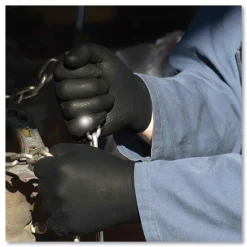 New 6 mil Heavy-Duty Industrial Powder-Free Nitrile Gloves - Large, Black (1000/Carton) Cleaning & Janitorial Supplies