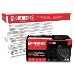 New 6 mil Heavy-Duty Industrial Powder-Free Nitrile Gloves - Large, Black (1000/Carton) Cleaning & Janitorial Supplies