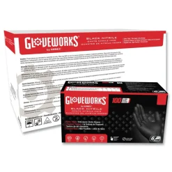 Clearance 6 mil Heavy-Duty Industrial Powder-Free Nitrile Gloves - X-Large, Black (1000/Carton) Cleaning & Janitorial Supplies