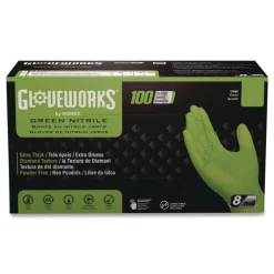 8 mil Heavy-Duty Industrial Powder-Free Nitrile Gloves - 2X-Large, Green (1000/Carton) Cleaning & Janitorial Supplies