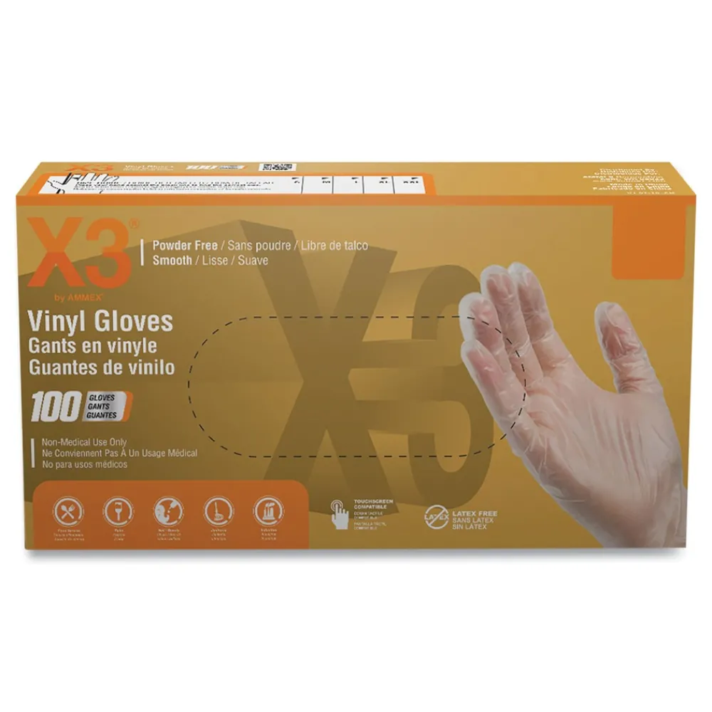 3 mil Industrial Powder-Free Vinyl Gloves - Large, Clear (1000/Carton) Cleaning & Janitorial Supplies
