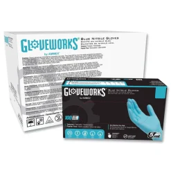 Hot 5 mil Industrial Powder-Free Nitrile Gloves - Small, Blue (1000/Carton) Cleaning & Janitorial Supplies