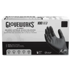 6 mil Powder-Free Nitrile Exam Gloves - 2X-Large, Black (1000/Carton) Cleaning & Janitorial Supplies