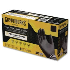 Hot 6 mil Powder-Free Nitrile Exam Gloves - X-Large, Black (1000/Carton) Cleaning & Janitorial Supplies