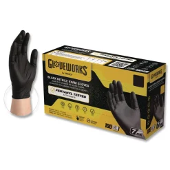 Hot 6 mil Powder-Free Nitrile Exam Gloves - X-Large, Black (1000/Carton) Cleaning & Janitorial Supplies